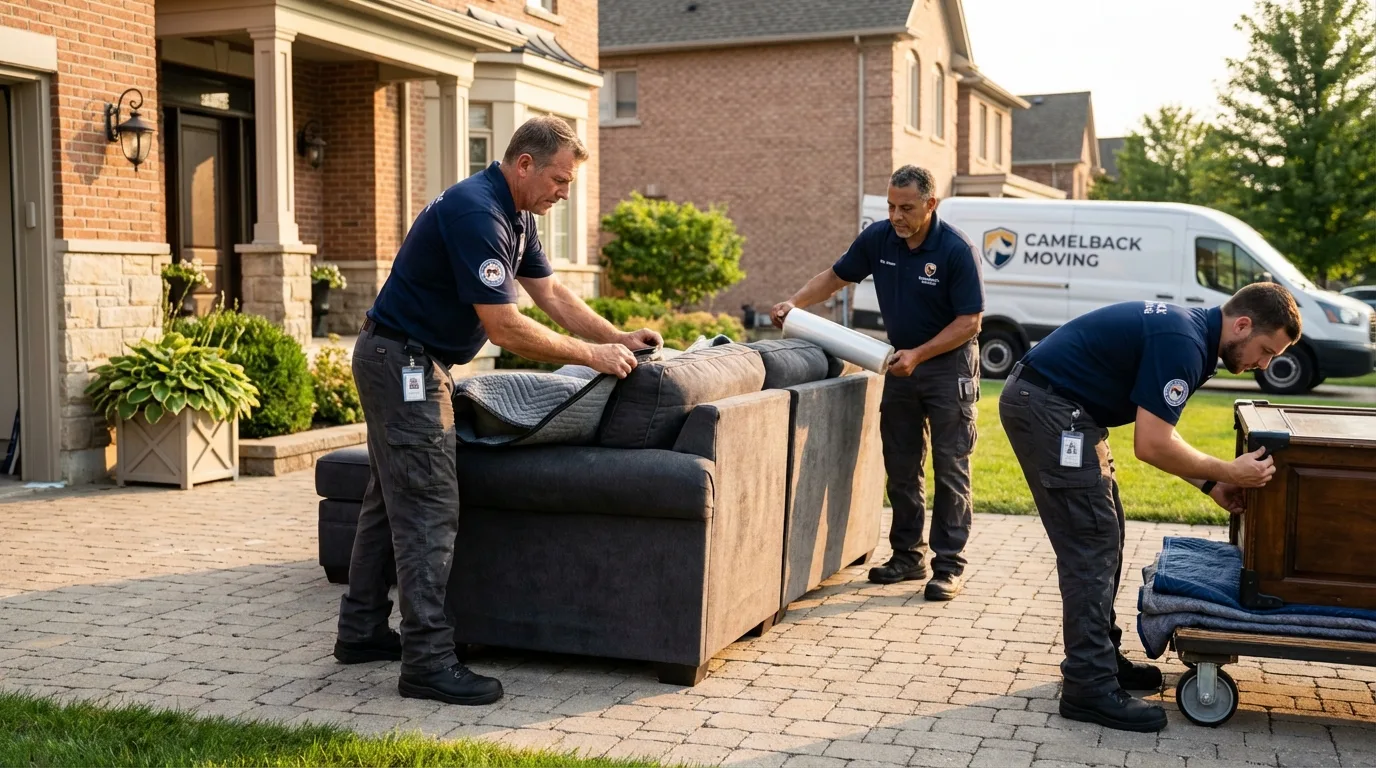 Large estate moving crew wrapping furniture in Walkertown, NC