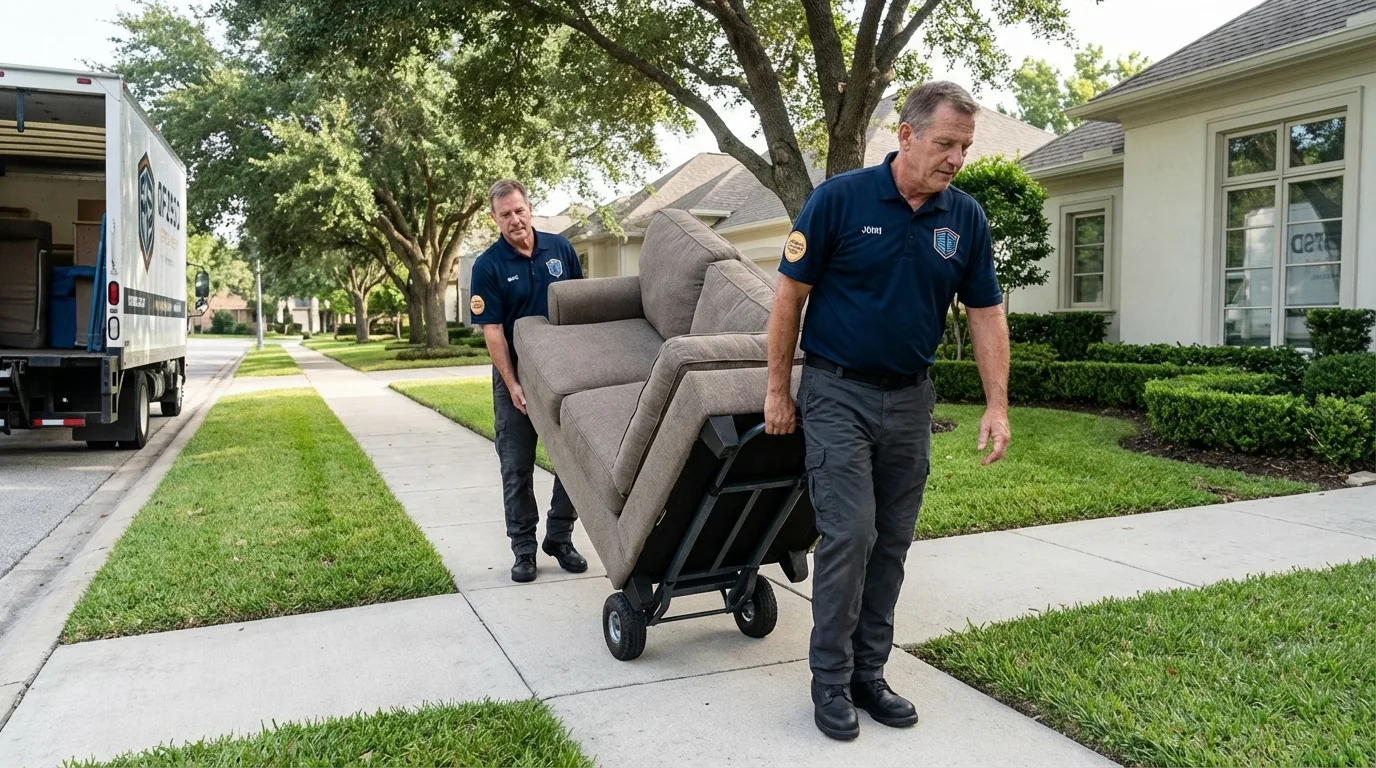 Local residential moving crew loading furniture in Walkertown, NC